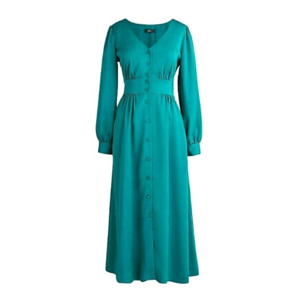 J. Crew NWT Button Front Satin Midi Dress